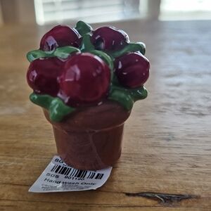 Ceramic Cherry Topiary Pot Accent - Red and Green